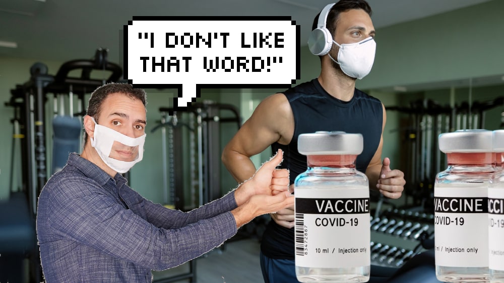 man gym covid vaccine masks